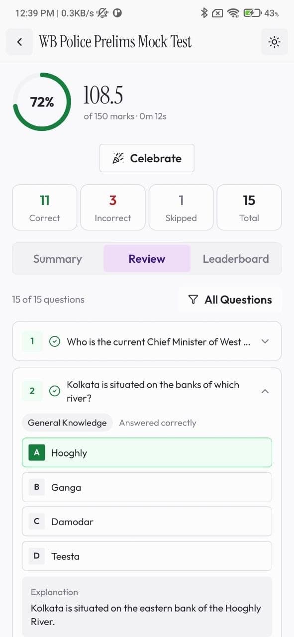 Nindo timed student test screen